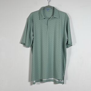 GenTeal Golf Polo Shirt Mens Sz XL Green Pine Print Short Sleeve Duck Logo
